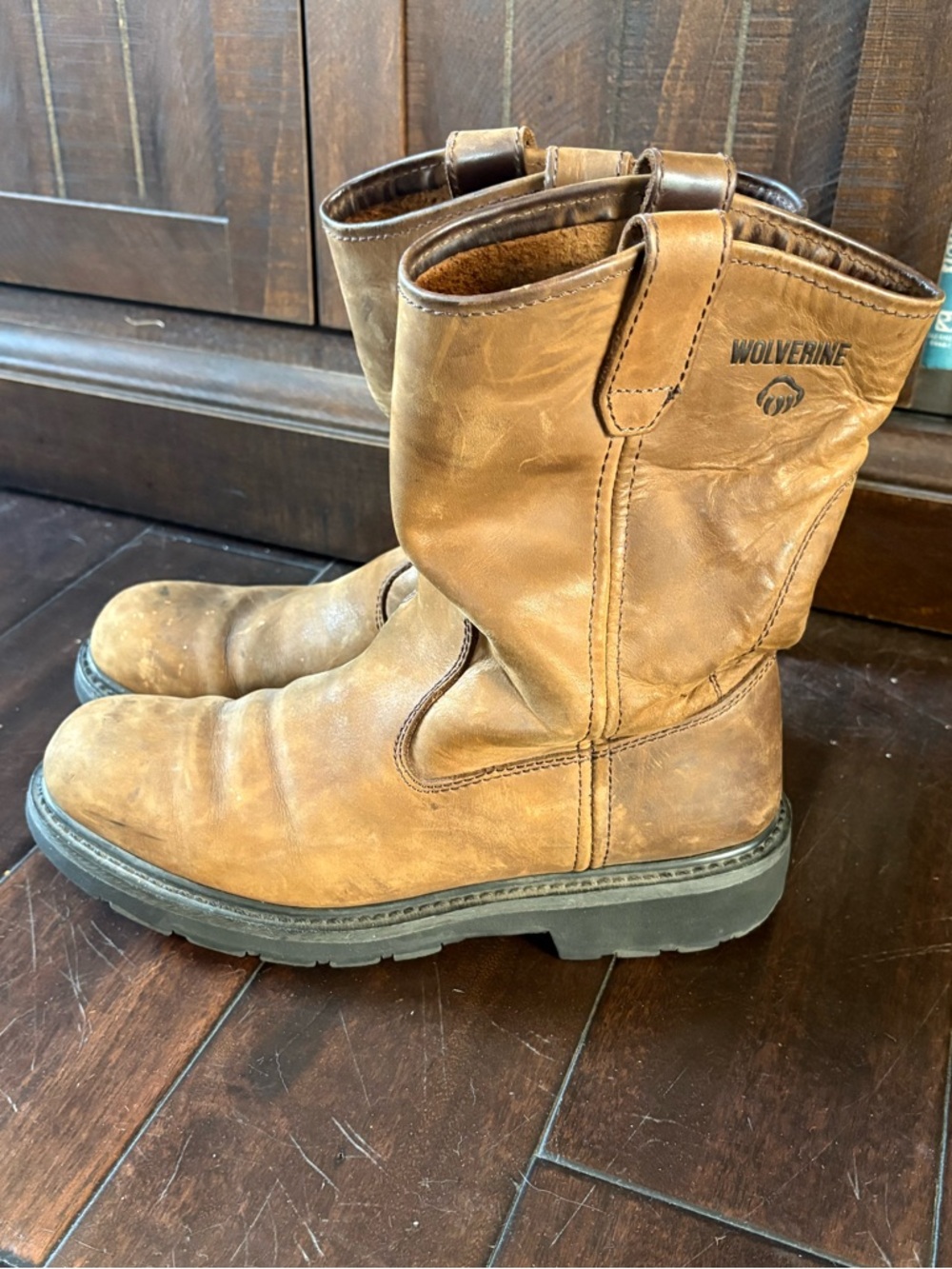 Wolverine Wellington Men’s Brown Leather Pull-On Work Boots